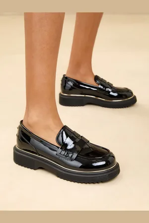 Lipsy London Wide Fit (G) Patent Faux Leather Chunky Rand Loafer School Shoes AU 11 W (EU 29)