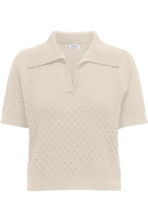 ONLY Short Sleeved Crochet Knit Polo Shirt