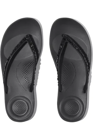 FitFlop Iqushion Multi Crystal Ergonomic Black Flip Flops AU 7 (EU 38)