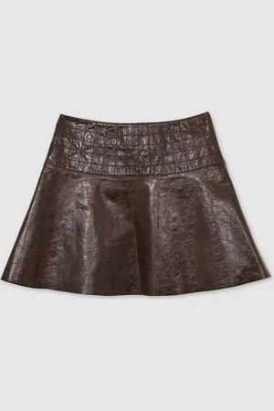 Reiss Charlie Leather Flared Mini Skirt AU 4