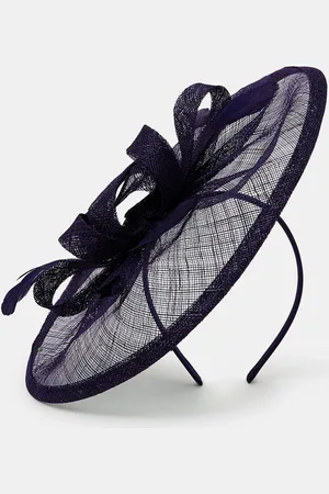 Accessorize Blue Woven Bow Feather Disc Fascinator Hat One