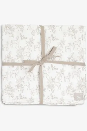 The Little Tailor White Muslin 100% Cotton Baby Blanket ONE