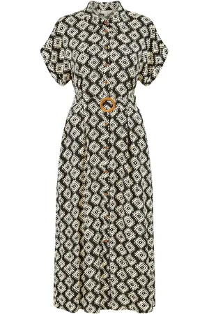 Yumi Viscose Midi Shirt Dress With Matching Belt AU 16
