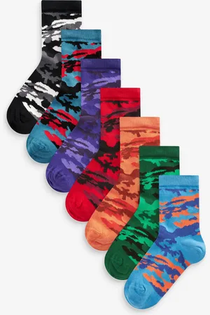 Next Bright Camo Rich Socks 7 Pack 6-8.5 Jnr