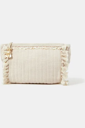 Accessorize Natural Shell And Tassel Embellished Make Up Bag One