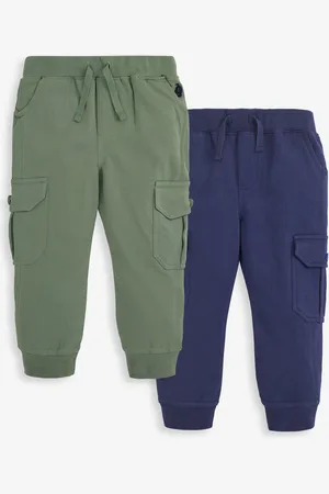 JoJo Maman Bébé Navy Blue & Khaki Green 2-Pack Cargo Joggers 2
