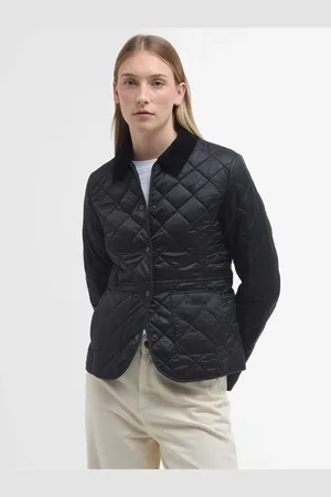 Barbour Black Deveron Diamond Quilt Lightweight Jacket AU 14