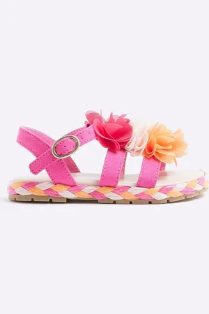 River Island Pink Girls Bright Flower Sandals AU 9 (EU 26.5)