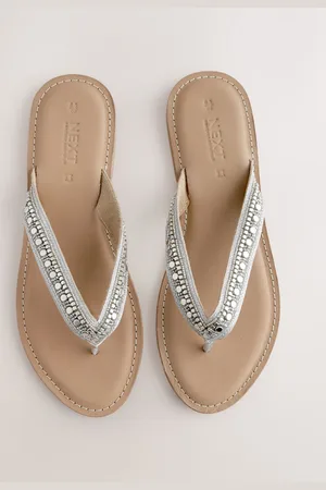 Next Metallic Standard/Wide Fit Forever Comfort Beaded Toe Thong Sandals AU 8.5 (EU 40)