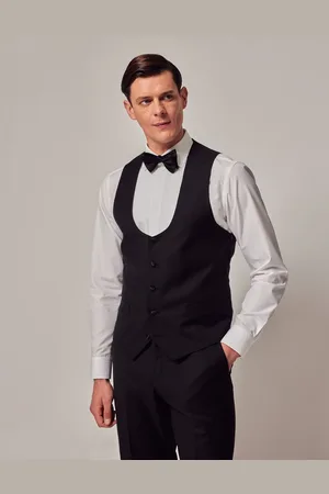 Hawes & Curtis Slim Dinner Black Waistcoat 44 R