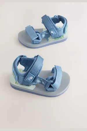 Next Blue Sea Print Wide Fit (G) Touch Fastening Adjustable Strap Tape Trekker Sandals uk7eu24