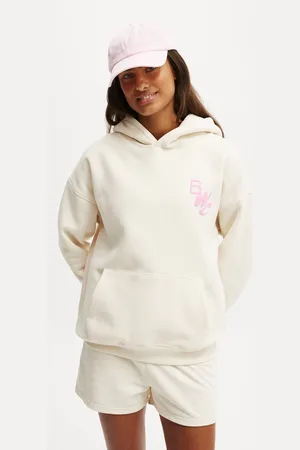 Cotton On Cream Plush Premium Graphic Hoodie L