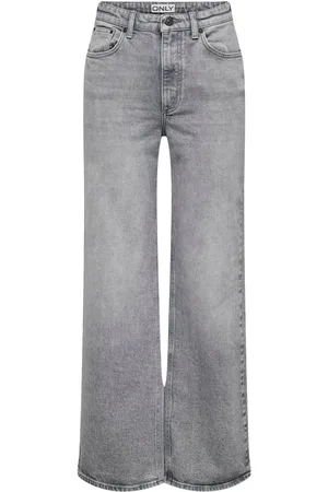 ONLY Grey High Waisted Wide Leg 100% Cotton Jeans 26W x 31L (UK 26 R)