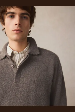 Next Relaxed Fit Long Sleeve Knit Rugby Shirt with Wool S