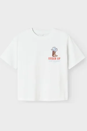 NAME IT White Cowgirl Boot Print Cap Sleeve T-Shirt 7