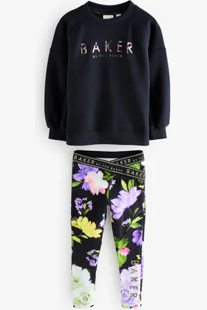 Ted Baker Navy Back Pleat Sweat Top & Floral Legging Set 2 Piece 11 Years (146cm)