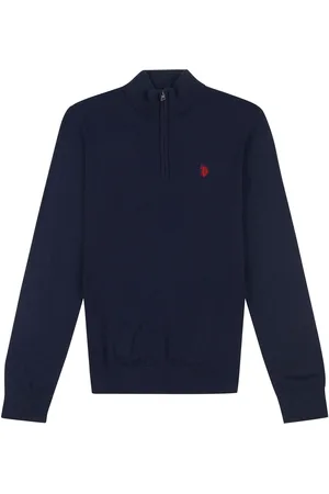 U.S. Polo Assn. U. S. Polo Assn. Navy Mens Regular Fit Funnel Neck Quarter Zip Jumper XL