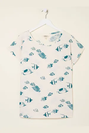 Fat Face FatFace Ivy Ivory Shoal Shoal Printed T Shirt 12