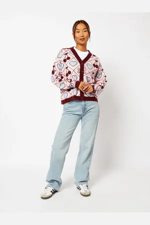Skinnydip Quilted Cherry & Bow Cardigan S