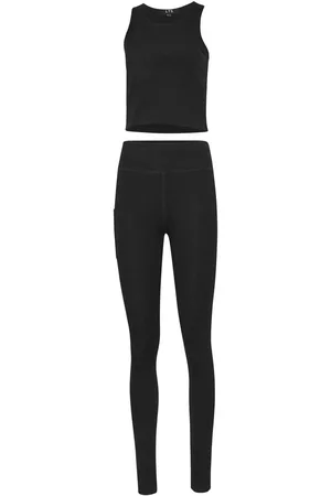 Long Tall Sally Black Active Ribbed Vest and Leggings Set AU 10 Tall