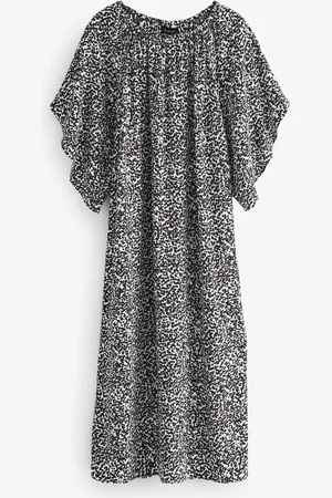 Live Unlimited London Curve Mono Print Gathered Midi Dress AU 12
