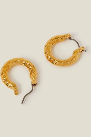 Accessorize Gold 14ct Plated Diamond Cut Horseshoe Hoop Earrings One