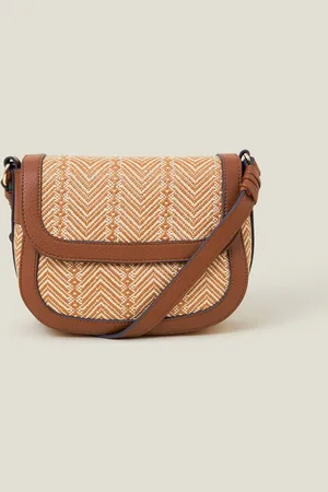Accessorize Brown Woven Satchel Cross-Body Bag One