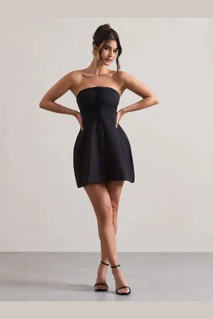Club L Anniston Bandeau Tailored Buttoned Mini Bridal Dress AU 18