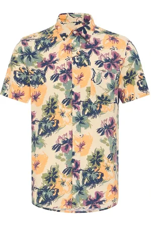 Blend Sand Floral Print Short Sleeve Shirt xlarge