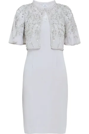 Gina Bacconi Monica Beaded Jacket With Stand Frill Neck And Butterfly Sleeve AU 10