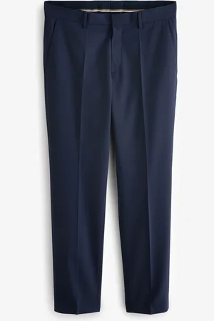 HUGO BOSS Blue Navy Regular Fit Wool Trousers 30