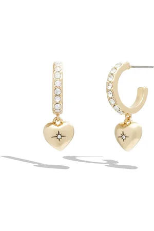 Coach Gold Tone Iconic Heart Huggie Earrings One