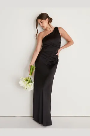 Six Stories One Shoulder Satin Ruched Bridesmaid Dress AU 14