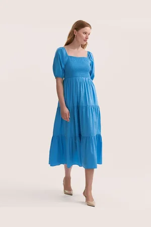 Finery London Melody Cotton Shirred Midi Dress 16