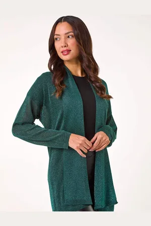 Roman Green Shimmer Longline Knit Cardigan AU 14