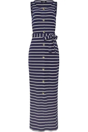 Long Tall Sally 100% Cotton Striped Button Maxi Dress AU 14 Tall
