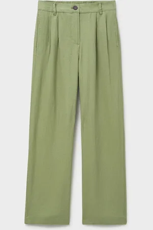 J.Crew Company Green Linen Blend Wide Leg Trousers AU 14
