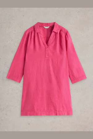 White Stuff Pink Blake 100% Linen Tunic AU 12