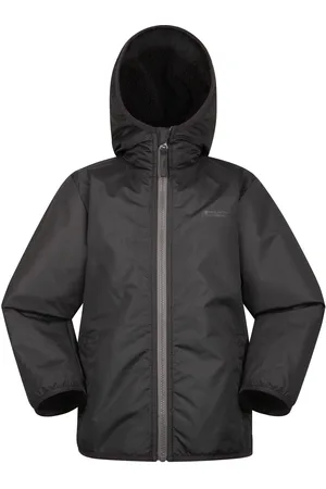 Mountain Warehouse Black Robin Kids Water Resistant Borg Lined Jacket 5