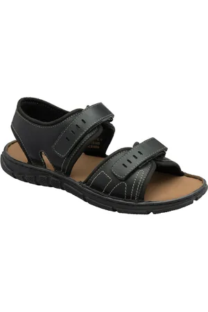 Dunlop Black Mens Leather Twin Strap Sandals AU 8 (EU 42)