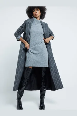 River Island High Neck Knitted Jumper Dress L