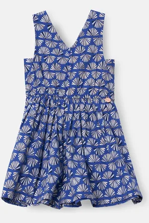 Angel & Rocket Blue Lina Printed Linen Playsuit 10 Years (140cm)