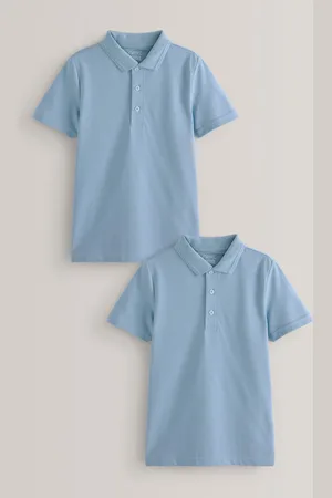 Next Regular Fit Cotton School Short Sleeve 100% Cotton Polo Shirts 2 Pack (3-16yrs) 14 Years (164cm)