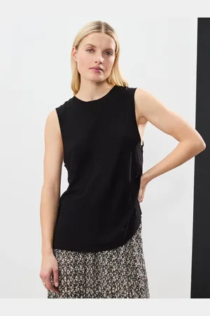 Next Black Linen Modal Soft Touch Sleeveless Crew Neck Tank Vest Top AU 8