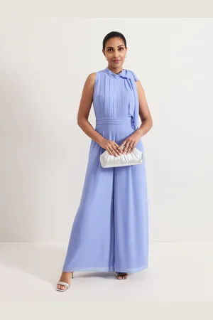 Phase Eight Blue Petite Lucie Tie Neck Jumpsuit AU 10