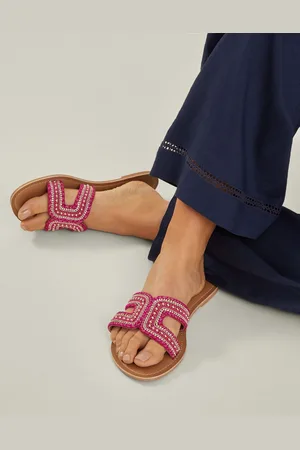 Accessorize Pink Embellished Cut-Out Slide Sandals AU 5 (EU 36)