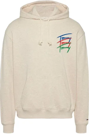 Tommy Hilfiger Cream Relaxed Signature 100% Cotton Hoodie M