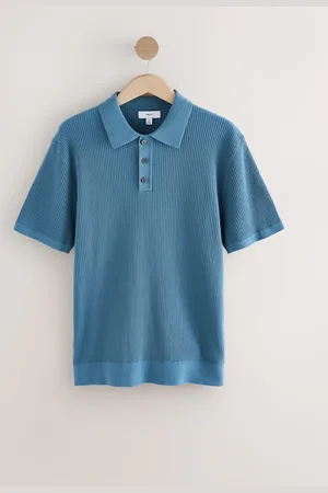 Next Regular Fit 100% Cotton Short Sleeve Knit Textured Rib Polo Shirt XL