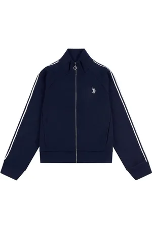 U.S. Polo Assn. U. S. Polo Assn. Blue Blue Womens Stripe Trim Zip Up Tracksuit Top L