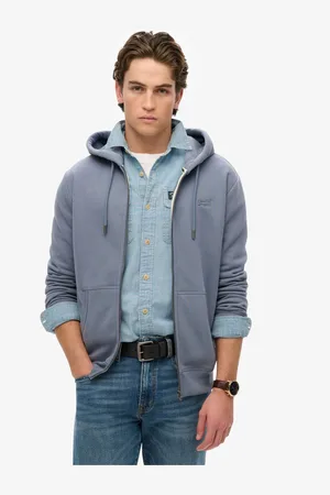Superdry Blue Essential Logo Slim Fit Zip Hoodie M
